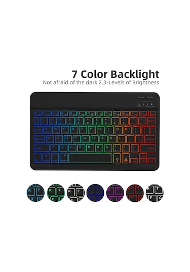 Jeemson Samsung Galaxy Uyumlu Tab S7/s8/s9/s9 Fe 11" İçin Bluetooth Klavye Kılıf - 7 Renkli Arka Işık, Kalem Dolabı Ve Çok Açı Desteği - Siyah