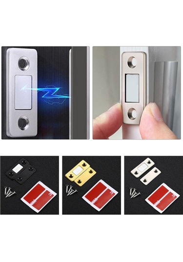 Siyah 4 Takım Deliksiz Görünmez Mıknatıslı Kapı Emme Dolabı Güçlü Manyetik Çekici