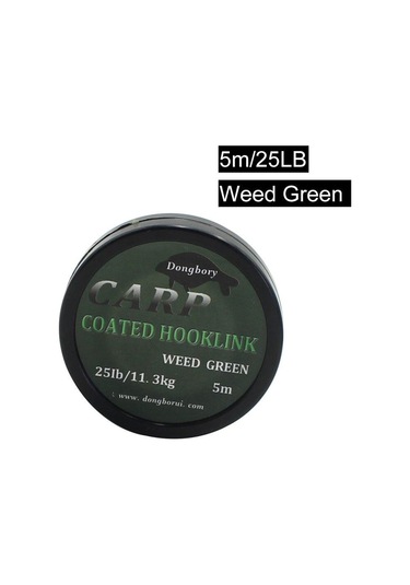 Yeşil 1 Adet 5m Sazan Olta Kanca Bağlantı Sazan Kaplı Hooklink Örgü Hattı Saç Teçhizatı İçin 25ıb Sazan Kaba Olta Takımı