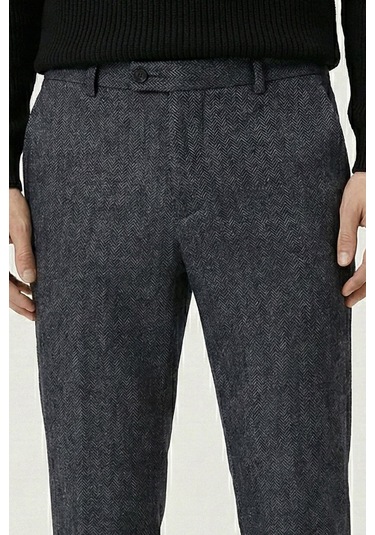 Giotelli Erkek Antrasit Dar Kesim Slim Fit Viskon Dokuma Normal Bel 6 Drop Pantolon