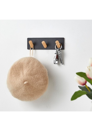 Cbtx 3 Kancalı Punch Free Manyetik Asma Rafı Karbon Çelik Kayın Şapka Anahtar Asma Kancası Siyah