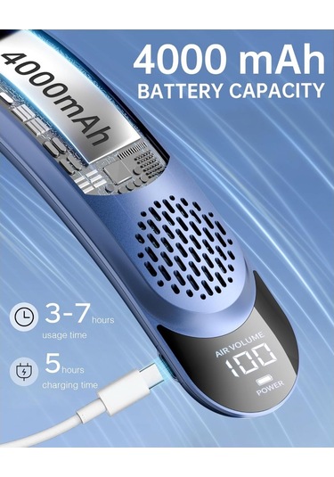 Jialan Taşınabilir Boyun Fanı 4 Turbo Eller Serbest Bıçaksız