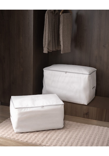 Madame Coco Çiçek Desen Baskılı 2 'li Hurç - Beyaz/gri 8684427147757 Beyaz