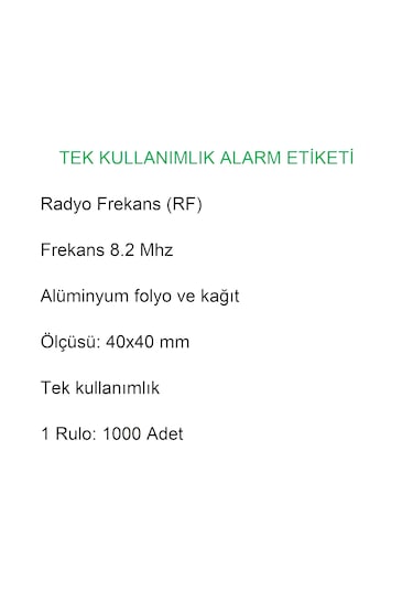 4x4 Cm Barkodlu Alarm Etiketi Rf Radyo Frekans 1000'li Rulo