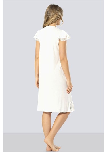 Türen Kadın Ekru Önden Düğmeli Gecelik 3284 Ekru