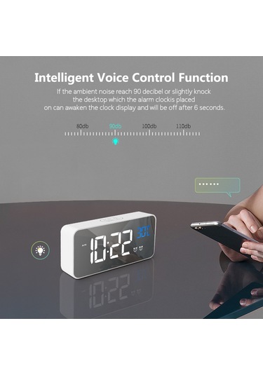 Dofolink Led Müzik Saat, Akıllı Ses Kontrol, 2 Alarm Ayarı, 4 Seviye Parlaklık, Gümüş/beşik/siyah, İçin Li-poly Batarya