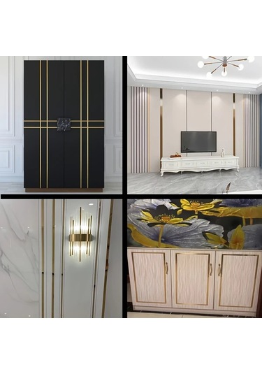 Gateesat Aynalı Çelik Yapışkan Metal Şerit 5m Titanyum Gümüş Tv Duvar Dekor