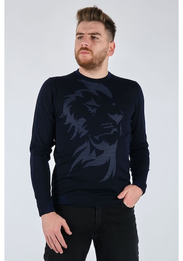 Ecer Erkek Minimalist Uzun Kol Triko - Günlük Stil Lacivert