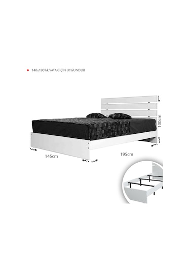 Pasifichome Huga Çift Kişilik Ahşap Karyola Komodin Takım Meşe 140 Cm