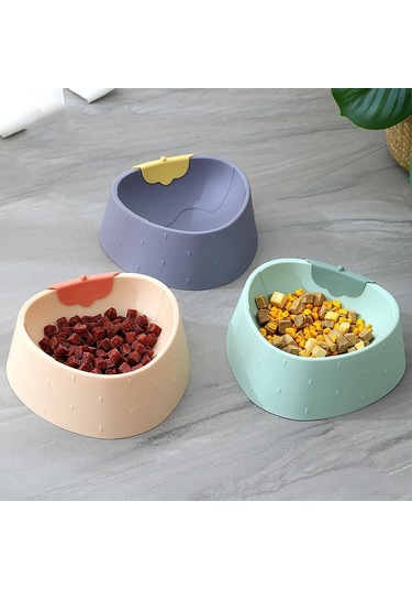 Cbtx Çilek Şekilli Hayvan Kasesi Kedi Karikatür Kaymaz Kase Gri