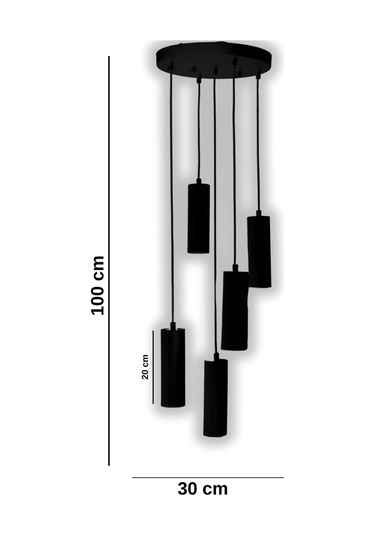 Bella Avize Modern Metal 5 Li Sarı-siyah Gövde Ampüllü Tasar... SARI