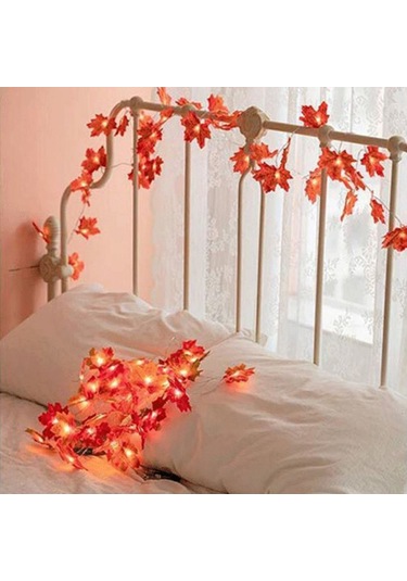 Yifomall Turuncu Akçaağaç Yapraklı 6m 40 Ledlı Batarya İle Çalışan Ip65 Su Geçirmez Bahçe Partisi Dekoratif Işık Zinciri Batarya Dahil Değil Diğer