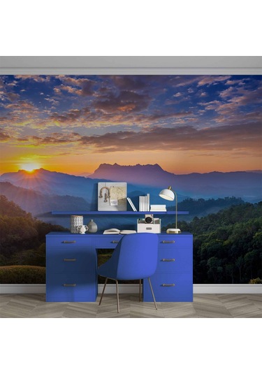 Gündoğumu Dağ Manzaralı Duvar Kağıdı Baskı