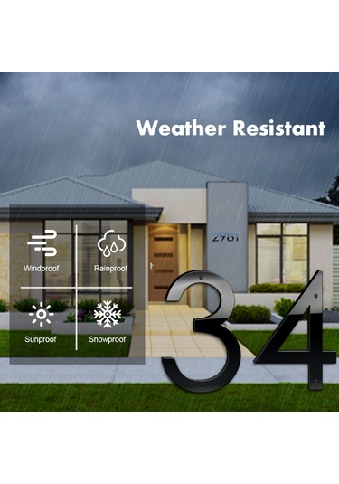 Xindoker 5 İnç Siyah Paslanmaz Çelik 3d Ev Numarası 3 - Hava Ve Yağmur Dayanıklı Modern Tasarım