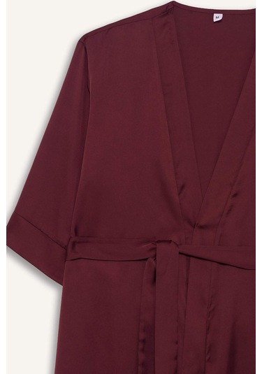 Defacto Regular Fit Wrap Yaka Saten Sabahlık-fall İn Love G1672ax25aubr210 Bordo-br210
