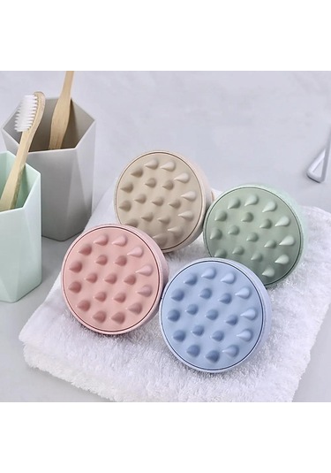 Mavi Buğday Samanı Silikon Kafa Yıkama Temiz Bakım Saç Kökü Kaşıntı Saç Derisi Masaj Tarak Duş Fırçası Banyo Spa Kepek Önleyici Şampuan