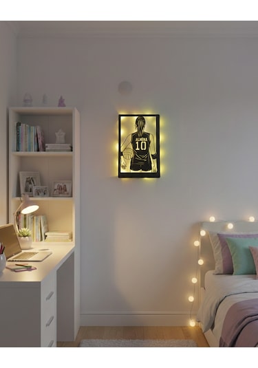 Kişiye Özel Voleybolcu Kız Led Işıklı Duvar Dekoru & Gece Lambası 40x25 Cm