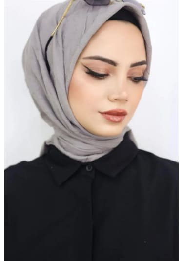 Melodi Scarf Kadın Tesettür Pratik Bambu Kraş Eşarp Açık Gri Açık Gri