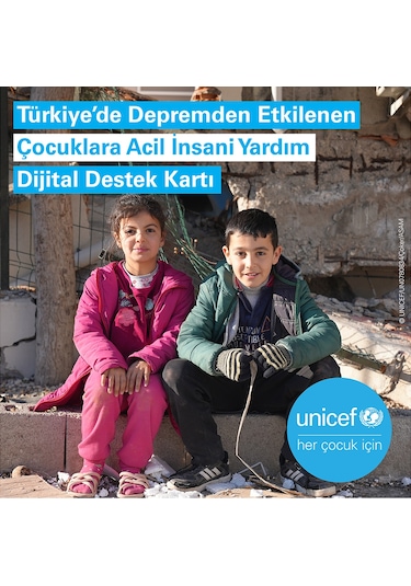 Unicef Deprem Dijital Destek Kartı 100 TL