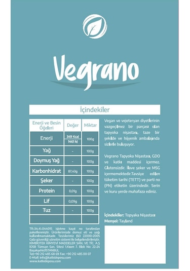 Vegrano Tapyoka Nişastası 3 x 100 G
