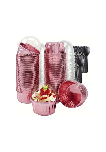 Maoyaya Altın Kırmızı Doğum Günü Pastası Kağıt Bardakları Yağ Geçirmez Yüksek Isıya Dayanıklı Muffin Tatlı Bardakları Düğün Tatlı Masası Gül Altın 50 Adet