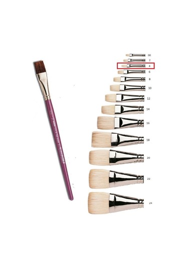 Yağlı Boya Fırçası 4 Numara Samur Akrilik Boya Fırça No:4 Yatsı U