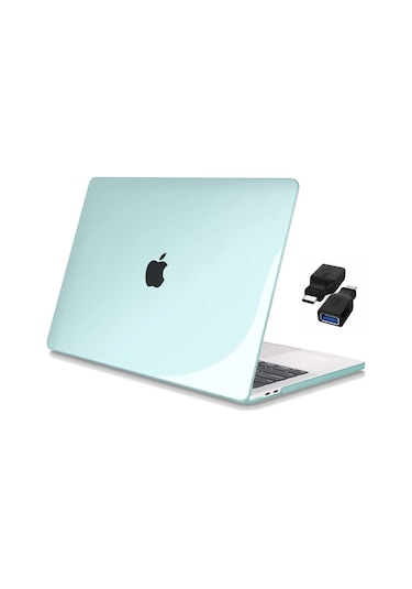 13" Macbook Uyumlu Air M2 A2681 Kristal Yeşil Kılıf Koruyucu Kapak + Usb Çevirici