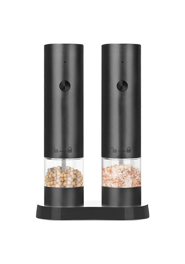 Elektrikli Tuz Ve Karabiber Öğütücü Şarj Edilebilir Otomatik Baharat Öğütücü Mutfak Pişirme Öğütme Aracıgösterildiği Gibi Siyah