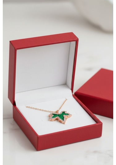 Çekirdekjewelry 925 Ayar Gümüş Çınar Yaprak Kolye Rose