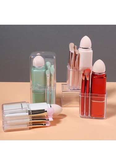 Sones 8'i 1 Arada Kare Makyaj Fırçası Mini Taşınabilir Geri Çekilebilir Allık Fırçası Göz Farı Fırçası Acemi Makyaj Seti Süt Beyazı