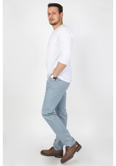 Erkek Fleto Cep Gabardin Pantolon Mavi