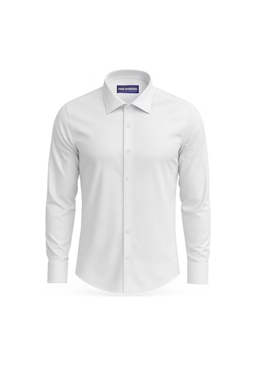 Plus Scorpion Erkek Beyaz Klasik Gömlek Slim Fit, Düz Model, Şık Ofis & Günlük Kombin Beyaz