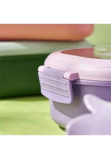 Xurunkeji Çocuk Öğle Yemeği Kutusu Çocuklar İçin Mühürlü Ve Sevimli Taşınabilir Gıda Kapları Isıtılabilir Öğle Yemeği Kutusu Mor Mor