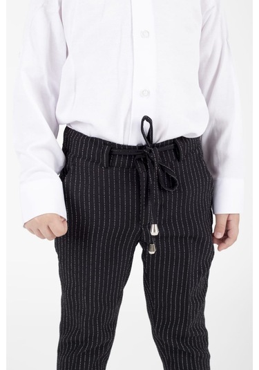 Erkek Çocuk Çizgili Spor Takım Elbise Siyah