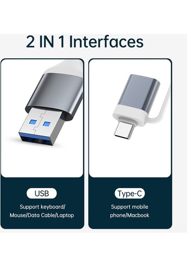 Fastbuy Alüminyum Gövde 4 Port Usb 3.0 Hub - Usb Type-c Çift Girişli Genişletme Dönüştürücü Gümüş