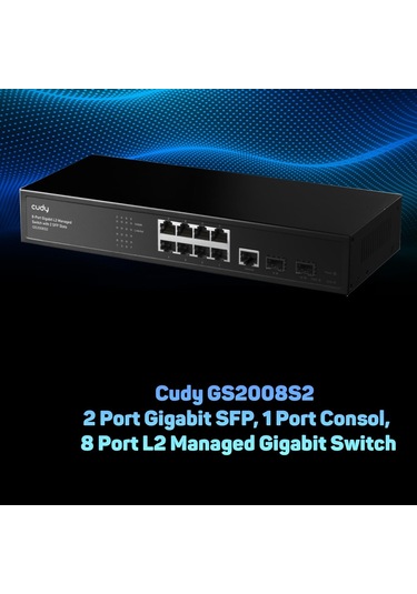 Cudy GS2008S2 2 Port Gigabit SFP 1 Port ConsoL 8 Port L2 Yönetilebilir Gigabit Metal Switch
