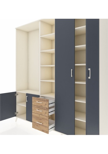 Hyperion Dolap 13 Raflı 3 Çekmeceli 4 Kapaklı 220x44x243 Aytaşı-antrasit/çam Antrasıt/atlas Çam