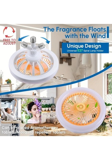 Xuweiwei Beyaz Led Akıllı Fan Işığı 3 Hız 17 Mod Karartma Uzaktan Kumanda E27 Düşük Profil Tavan Fanı