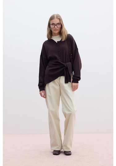 Fitilli Kadife Straıght Fit Pantolon Vanilya Vanilya Ekru