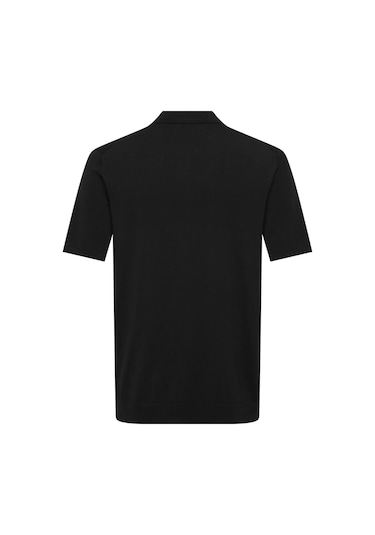 Only & Sons Erkek Polo Yaka Yarım Fermuarlı Siyah T-shirt - 22028606 Siyah