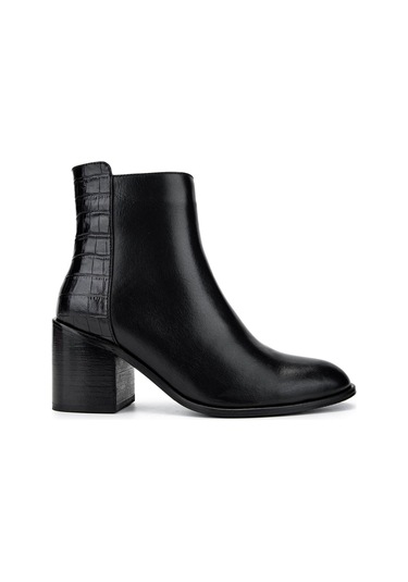 Tamer Tanca Kadın Hakiki Deri Siyah Topuklu Bot 33 551 Bn Bot Sk24-25 Syh Dr/kroko Siyah Deri