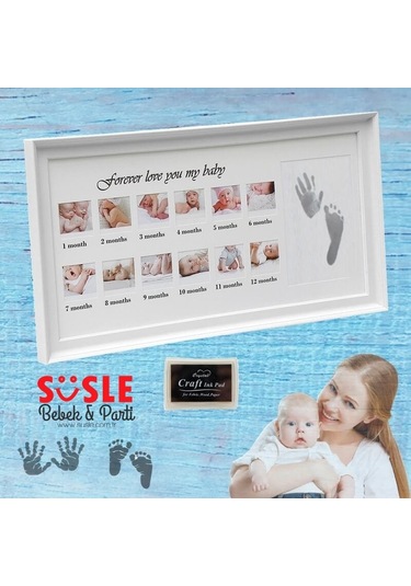 Bebek El Ve Ayak İzli Resim Çerçevesi, 39cm X 21cm - 12 Ay
