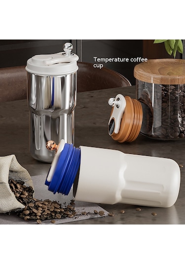 Sımıcg 420ml Kahve Termal Kupa Ekran Sıcaklığı Termos Bardak Beyaz