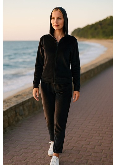 Mihrim Butik Kadife Eşofman Takımı Siyah