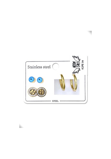 Çoklu Küpe, Göz, Yonca, Halka, Paslanmaz Çelik Küpe 94, Altın Renk Altın