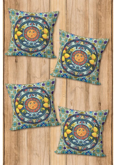 Dijital Baskılı Yumuşak Dokulu 4 Lü Kırlent Kılıfı Takımı 43x43 Cm Krl0069 Renkli