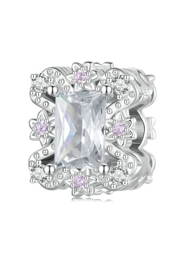 Bsc739 S925 Ayar Gümüş Kaplama Beyaz Altın Zirkonya Çiçek Bilezik Boncuk Çok Renkli