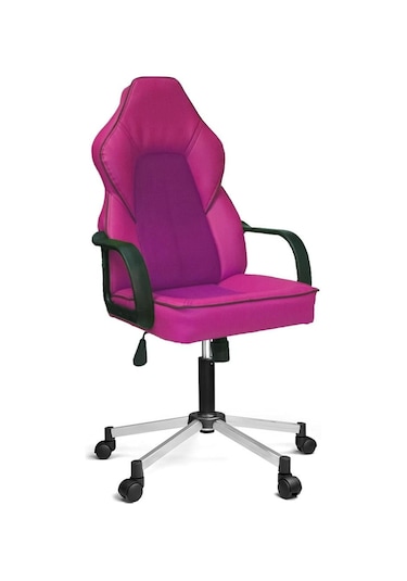 Türksit Lidya Yönetici Ve Oyuncu Koltuğu Plastik Kol Ve Metalik Gri Boyalı Ayaklı Pembe Pembe