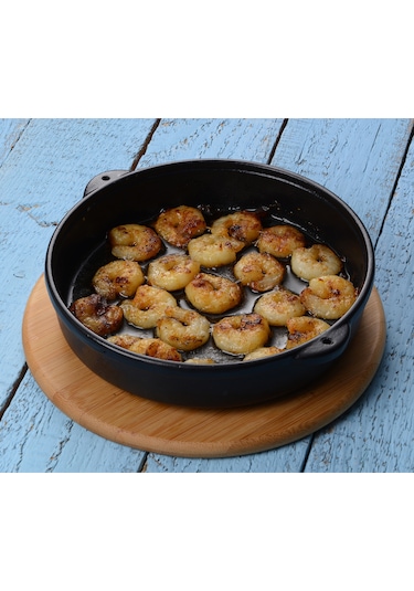 Lava Döküm Yuvarlak Güveç Kabı Döküm Demir Yekpare Çift Kulplu Çap(Ø)17cm. Siyah