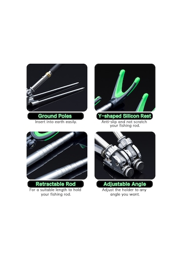 Vkemall "paslanmaz Çelik Ayarlanabilir Döner Olta Tutucu - Taşınabilir Ve Katlanabilir"